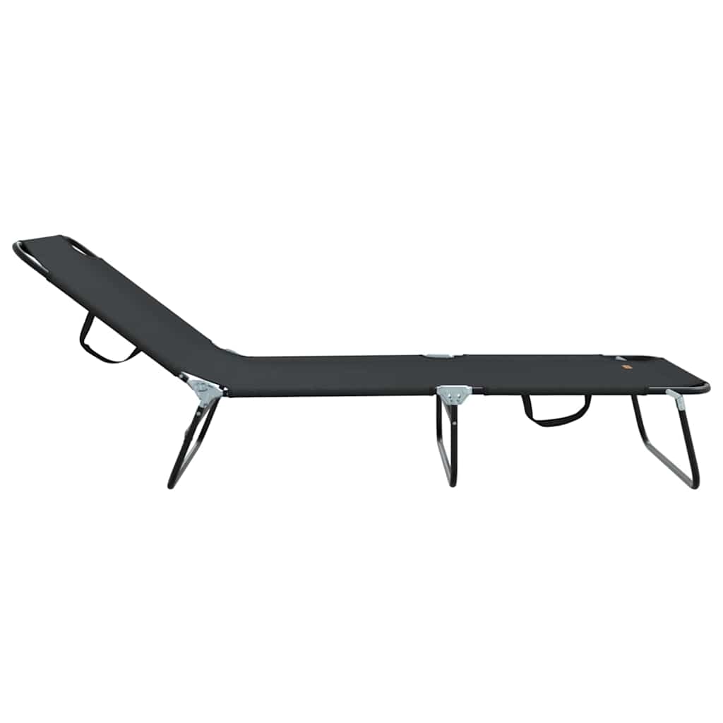 Folding Sun Lounger Folding 2 pcs Black 56 x 189 x 87cm Fabric